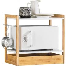 KCR07-WN Étagère Micro Ondes, Support de Four Micro-Onde Amovible Rangement de Cuisine avec 2 étagères, 1 Tiroir et 1 Porte-torchon - Sobuy