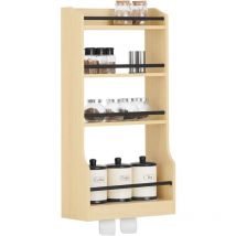 KCR12-N Étagère à Suspendre Murale Étagère à Épices Rangement Cuisine Étagère de Salle de Bain avec 4 Étagères et 3 Crochets - Sobuy