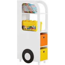 Sobuy - Kids Bookcase Book Shelf Display Shelf Rack with 2 Fabric Boxes,KMB67-W