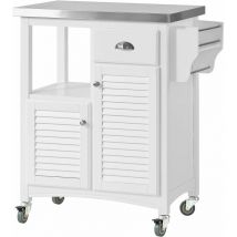 Kitchen Storage Trolley, Stainless Steel Worktop & Louvre Door,FKW37-W - Sobuy