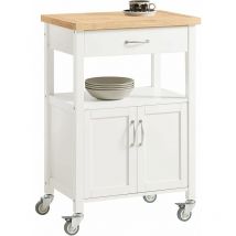 Kitchen Trolley Cart with Doors & Storage Cabinet, White,FKW22-WN+Free Kitchen Hanging Shelf FRG150-W - White - Sobuy