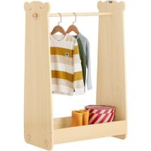 KMB102-N Portant à vêtements Enfant, Penderie pour Enfants, Garde-Robe Enfants, Portant Vêtements Chambre Enfant en Forme d'ours - Sobuy
