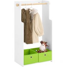 Sobuy - KMB109-W Portant à Vêtements Enfant, Penderie pour Enfants, Garde-Robe Enfants, Étagère à Vêtement Enfant, Portant Vêtements pour Chambre