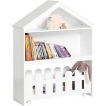 KMB52-W Étagère Enfant, Organisateur Jouets et Livres, Meuble Enfant, Meuble Jouets, Bibliothèque en Forme de Maison pour Chambre d'enfants, Salle de