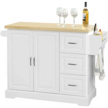 FKW41-WN Luxus-Küchenwagen Küchenschrank Sideboard Kücheninsel mit erweiterbarer Arbeitsfläche bht ca.:130x91x46(+25)cm - Sobuy