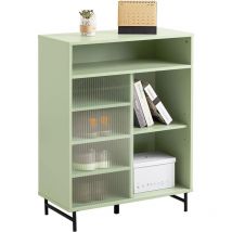 Sobuy - Meuble d'entrée, Meuble de Rangement, Meuble à Chaussures, Buffet avec Porte Coulissante en Verre, Commode à Chaussures, Meuble Latéral