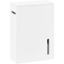 SoBuy Distributeur de Papier Toilette Support à Papier Toilette Meuble de Rangement Salle de Bain Armoire Porte-Papier Toilette, Fixé au mur, Blanc,
