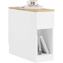 Sobuy - Nachttisch mit 3 Fächern für Boxspringbett Sofatisch Beistelltisch schmal Telefontisch Nachtschrank Nachtkommode weiß bht ca. 20x60x65cm