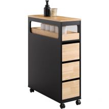 SoBuy Narrow Bathroom Toilet Paper Roll Holder Cabinet on Wheels,BZR54-SCH