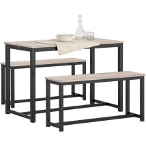 Sobuy - OGT25-HN 3-teilig Essgruppe Esstisch mit Bank Sitzgruppe Küche Esszimmer Set Holztisch Balkontisch Esszimmertisch Natur