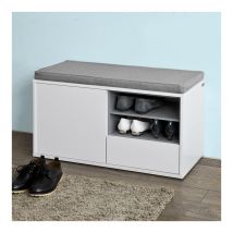 Scarpiera Da Ingresso, Panchina Con Cuscino E Cassetto,l80cm, Fsr37-w - Sobuy