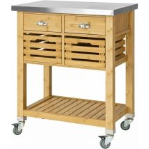 FKW40-N Servierwagen mit 2 Körben Küchenwagen Küchenschrank Rollwagen mit Edelstahlplatte bht ca: 73x93x46cm - Sobuy