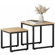 Sobuy - Set de 2 Mesas Auxiliares Mesa Nido de Salón Mesitas de Madera y Metal FBT42-N es