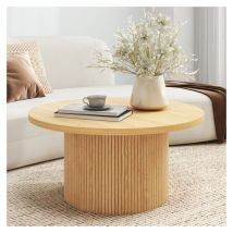 Shyfoy - Table Basse D'Exception Charleily - Plateau Round En Bois Massif Artisanal - Finition Huilée À La Main - Pour Intérieur Haut De Gamme