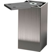 Möbelfuß Capri 50x50mm, Höhe 150mm - Sockelfuß 10mm Höhenverstellbar, Aluminium Edelstahl Effekt - EBB