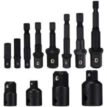 Soekavia - Socket Adapter Converter Set, 8pcs Hex Shank Drill Bit Nut Wrench Socket Extension Adapter Bit Set, 4 Pack Ratchet/Socket Wrench Reducing