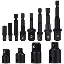 Socket Adaptor Converter Set Clé d'écrou de forets à queue hexagonale 8 pièces socket Extension Adaptateur Bit Set Lot de 4 Adaptateurs Réducteurs