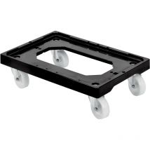 Socle 4 roues pour bacs et caisses 600x400 et 400x300mm base injectée en ABS-PC charge maxi 250kg coloris noir - GILAC