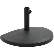 Decdeal - Socle demi-rond de parasol Polyrésine 15 kg Noir