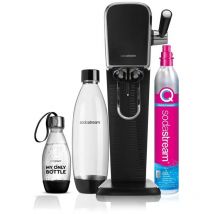 Art Nero, Gasatore d'Acqua per Trasformare l'Acqua in Acqua Frizzante, Incluso Cilindro Contente Co2, 1 Bottiglia da un Litro, 1 bottiglia da 0,5 l