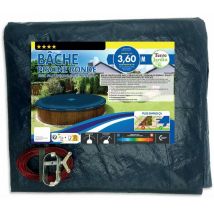 Terre Jardin - Cubierta de invierno redonda anti-UV de 140 g/m² - Protección óptima para piscinas Azul Para piscinas 3.60 m