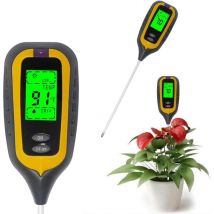 Bodentester Ph-feuchtigkeitstemperatur Licht 4-in-1 Ph-feuchtigkeitsmessgerät Elektronischer Bodentester Für Gartenpflanzen Gelb - Rwjardin ›