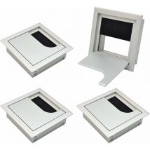 Soekavia - 80x 80mm Cache-conduit de câble carré pour organisateur de cordon de bureau encastré pour meubles Aluminium anodisé argent Cache-câble