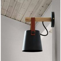 Soekavia - E27 Applique Moderne Métal Style Fer Forgé Bois Ceinture Applique Creative Nordic Lighting Suspension (Noir) - rw