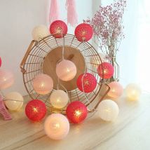 Guirlande Lumineuse Boule Coton, Interieur Decoration Noël Deco, 3M 20er led Globe Light, Fille, Princesse, Enfant, Bebe, Chambre Mariage Atmosphera