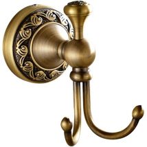 Kleiderhaken Retro Messing Badezimmerhaken 2 Haken Papierrollenhalter Antik Messing Finish Wandhalterung Gold Wave - rw