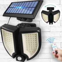 Lampes solaires d'extérieur avec télécommande à panneau solaire 90 led rond 3D capteur d'induction réglable applique murale étanche facile à