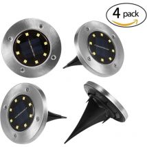 Ensemble de lampadaires solaires avec 4 lampadaires à disques solaires Lampadaire solaire de jardin 8 led Lampe solaire d'extérieur IP65 pour jardin,
