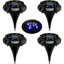 LED-Solar-Rasenleuchte, 8 LED-Solar-Gartenstrahler, 4er-Pack, wasserdicht, IP65, dekorative Rasenlampe für Gehwege, Garten, Terrasse, Hof, Rasen,