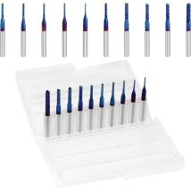 Nano Blue Coat Schaftfräser, CNC-Fräser, 1/8 Zoll Schaft, 0,8–3,75 mm, 10er-Pack für Kohlefaser, Hartholz, pcb, smt, s – rw