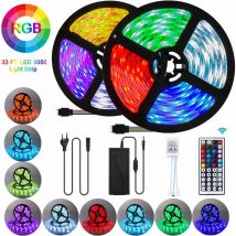 Soekavia - Bande led 10M, Bande led 300 led 5050 rgb smd Bande led Multicolore avec Télécommande Infrarouge 44 Boutons et Alimentation 12V 33FT