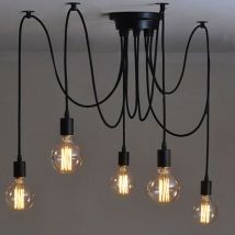 Soekavia - Suspension Edison 2 Mètres Réglable Plafonnier Araignée Lumière Métal Fil Cage Suspension Lustre Moderne Industrielle Ampoule (ampoule non