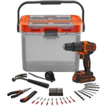 Defibrico - brico kit con taladro percutor 18V y accesorios BCKSB05-QW black+decker