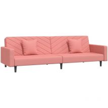Abcrital - Sofá cama de 2 plazas con dos almohadas terciopelo rosa vidaXL