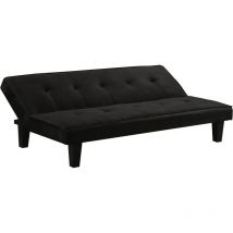 Sofá cama - 'John' - 3 plazas - Microfibra - Negro