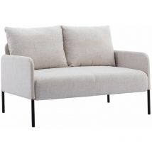 Wahson Office Chairs - Sofa 2 Sitzer Couch mit Lehne Sessel Loungesofa Metallrahmen Doppelsofa für Wohnzimmer Empfang Café, Beige