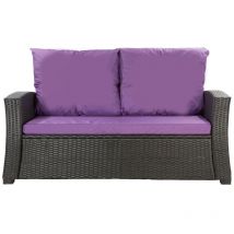 Coussins de canapé de jardin en résine tressée 112x50x7+256x50cm coussins d'extérieur violet Set de coussins 2 places Lot de coussins de jardin