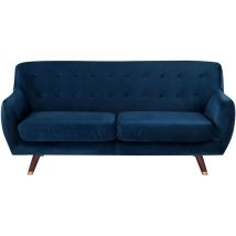 Beliani - Sofá 3 plazas azul marino tapizado en tela respaldo acolchado abotonado asiento acolchado patas de madera Bodo
