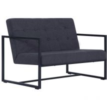 Helloshop26 - Sofa à 2 places avec accoudoirs gris foncé acier et tissu
