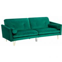 Roomee - Sofa Bed Convertible Sofa Settee with 2 Bolster Cushions in Green