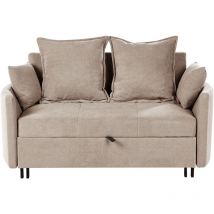 Sofá cama 2 plazas de tela función de dormir reposabrazos perfilados gris pardo Hovin