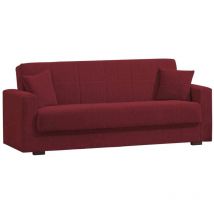 Bellahome - Sofá cama 3 plazas Pinto, Sofá cama contenedor lineal, Sofá de salón de tela acolchada con apertura click-clack, 212x80h87 cm, Rojo