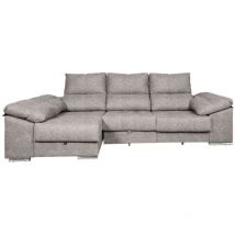Sofa Cama Chaise Longue Yago 275cm. Reclinable, con Arcon +2 pufs