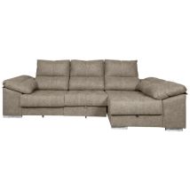 Saldosystocks - Sofa Cama Chaise Longue Yago 275cm. Reclinable, con Arcon +2 pufs