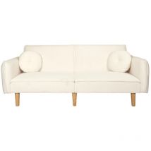 Sofá cama en tejido bouclette blanco - L198 cm