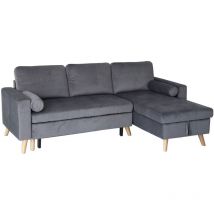 Sofá convertible james 3 plazas en terciopelo gris